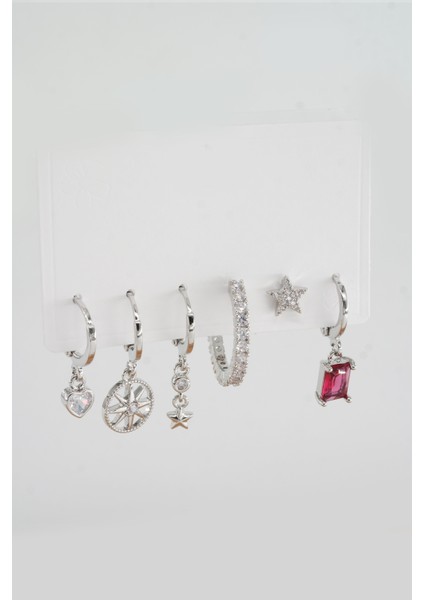 Kadın Vip Seri Mix Zirkon Taşlı 6'lı Küpe Seti fiyatları