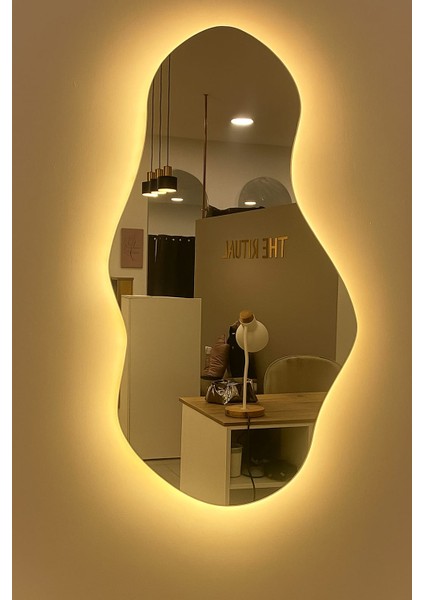 Led'li Işıklı Aries Ayna Moderm Dekoratif Duvar Aynası