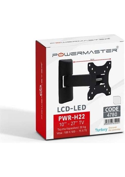 Powermaster Pwr-H22 10''-27'' Tek Kollu Kilitli Hareketli Tv Duvar Askı Aparatı modelleri