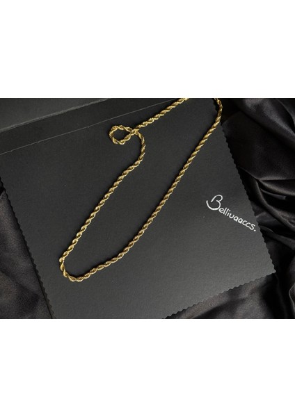 Çelik Altın Renkli Burgu Zincir Kolye