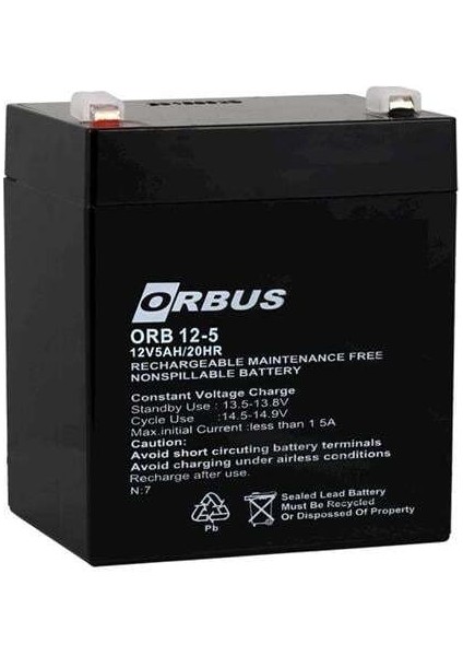 Orbus ORB12-5 12 Volt 5 Amper Kuru Akü (90X70X101 Mm)