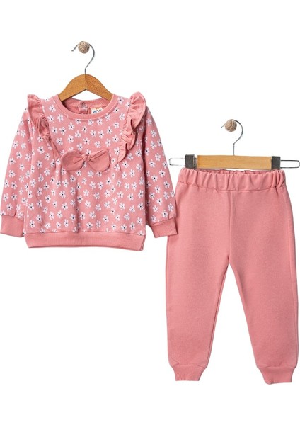 Çiçek Baskılı Fırfırlı Kız Bebek Takım