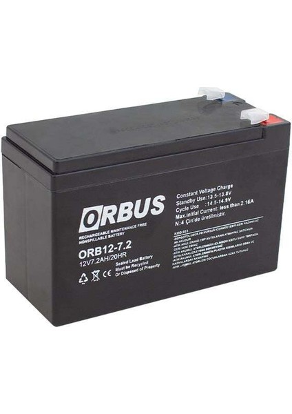 Orbus ORB12-7.2 12 Volt 7.2 Amper Akü (150X65X90 Mm)
