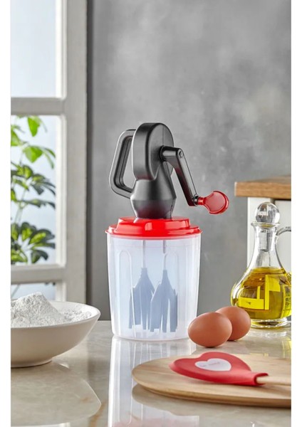 Kırmızı Çevirme Kollu Hazneli El Mikseri, Pratik ve Kullanışlı El Mikseri fiyatları