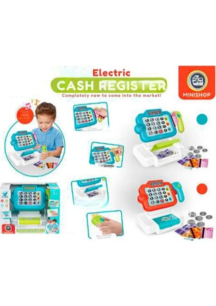 Işıklı Sesli Barkod Okuyucu Özellikli Oyuncak Mavi Yazar Kasa 14 Parça Aksesuar modelleri