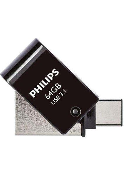 Philips FM12DC152B/00 128GB 2 In 1 Type-C/usb 3.1 Siyah Gri USB Flash Bellek