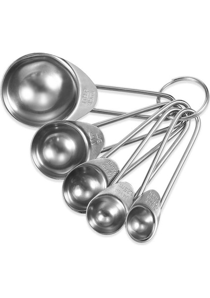 Çelik 5 Parça Kahve ve Baharat Ölçüm Kaşığı Seti, Pratik ve Şık Tasarım