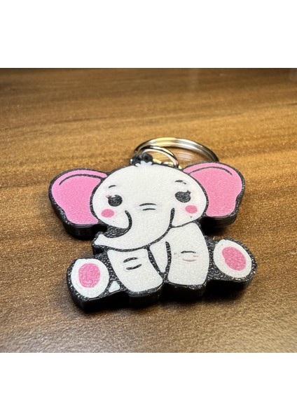 Pembe Kulaklı Fil Sevimli Figür Karakter Anahtarlık