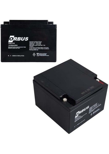 Orbus ORB12-26 12V 26A Kuru Akü (176 x 166 x 125MM) (8kg)