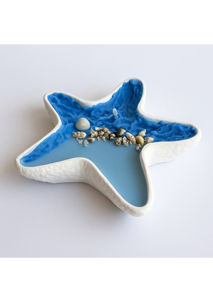 Deniz Yıldızı Tabakta Okyanus Esintili Soya Mum – 3 Fitilli, Deniz Temalı Tasarım fiyatları