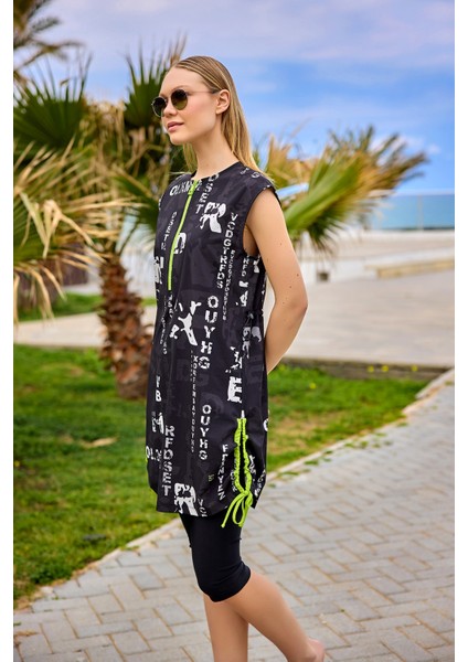 Siyah Yarı Kapalı Mayo Fermuarlı Yaka, Su Itici Kumaş, UPF50+ Koruma H2506 fiyatları