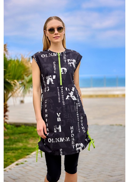 Siyah Yarı Kapalı Mayo Fermuarlı Yaka, Su Itici Kumaş, UPF50+ Koruma H2506 fırsatları