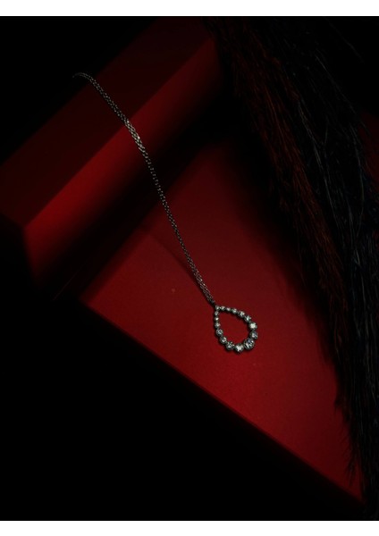 925 Ayar Gümüş Damla Model Zirkon Taşlı Kadın Kolye (Rodyum Kaplamalı) modelleri