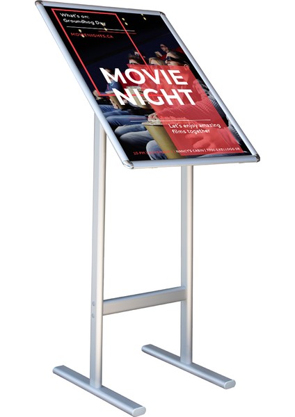 A3(29.7X42) Eloksal Gri T Ayaklı Menü ve Reklam Panosu Ayaklı Poster Pano
