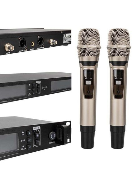 Mv21633 2 El Tipi Mikrofonlu 100+100 Kanal Antenli Uhf-Pll Kablosuz Telsiz Mikrofon