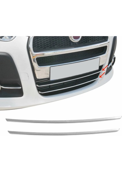 Fiat Doblo Uyumlu Ön Tampon Çıtası 2 Parça 2010-2014 Paslanmaz Krom