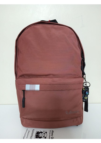 Lüks Ortaokul ve Lise Çantası Su Geçirmez Kumaş Büyük Boy Laptop Bölmeli Somon Renk Okul Çantası