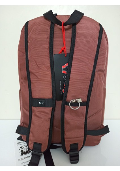 Lüks Ortaokul ve Lise Çantası Su Geçirmez Kumaş Büyük Boy Laptop Bölmeli Somon Renk Okul Çantası