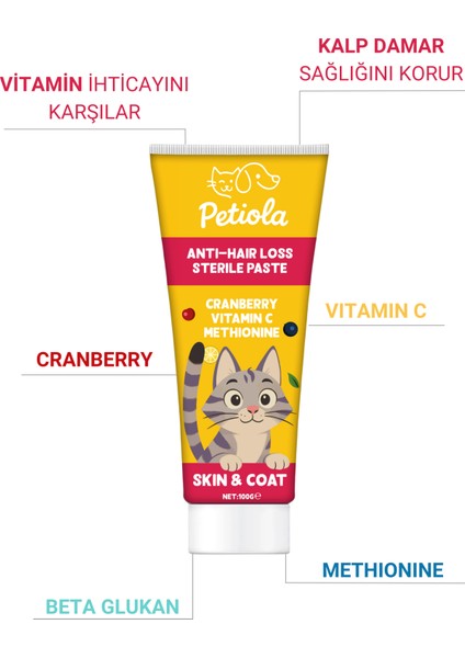 Tüy Dökülme Engelleyici, Tüy Yumağı ve Kusma Önleyici Multivitamin Kedi Malt Macun 100 gr modelleri