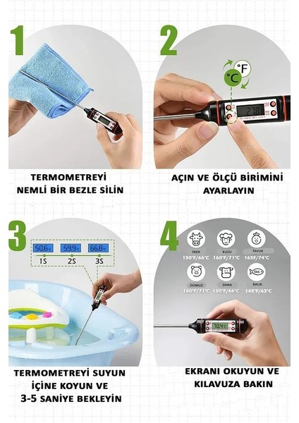 Dijital Gıda Termometresi Sıvı Gıda Yiyecek Sıcaklık Ölçer Mutfak Gıda Termometresi Ölçüm modelleri