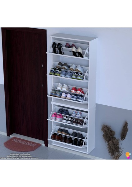 VARBİ UMAY' 2 Li Asma Kapı Önü 72x193x25, 5 cm’ lik 5 Düşer Kapak 10 Göz Bölme Ayakkabılık