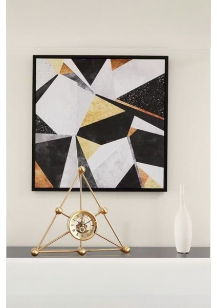 Luxury | Üçgen Space Geometrik Sanat Masa Saati – Lüks Dekoratif & Modern Hediyelik (35X30X5 Cm) modelleri
