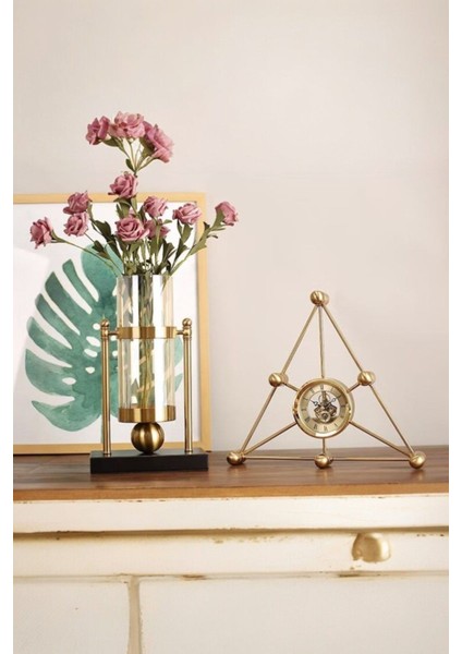 Luxury | Üçgen Space Geometrik Sanat Masa Saati – Lüks Dekoratif & Modern Hediyelik (35X30X5 Cm) fırsatları