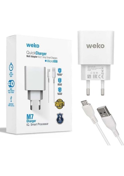 Weko WK-21436 2.1 Amper Telefon Şarj Adaptörü + Micro USB Kablo