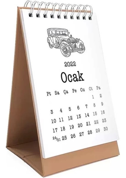 Klasik Araba Takvim 2026 Masa Takvimi Kraft