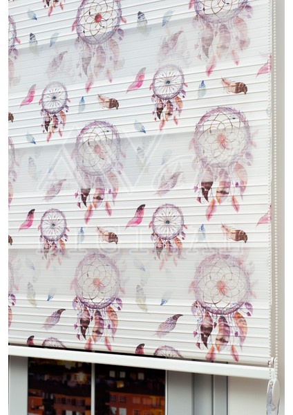 Düş Kapanı Baskılı Zebra Perde - Genç Odası Perdesi - Dijital Baskılı Zebra Stor Perde