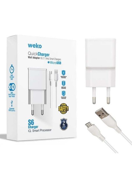 Weko WK-21434 2.1 Amper Telefon Şarj Adaptörü + Micro USB Kablo