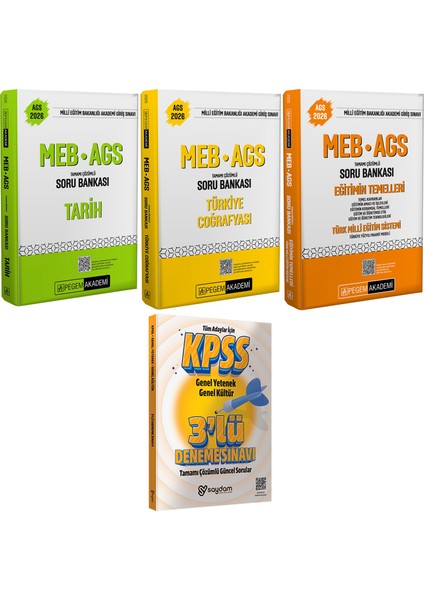 2026 Meb Ags Tarih-Türkiye Coğrafyası-Eğitimin Temelleri Tamamı Çözümlü Soru Bankası Seti