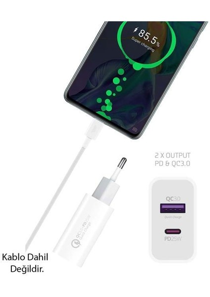Powerway HW25 USB 3.0 / Type-C 25W 3.0 A Hızlı Şarj Aleti Başlığı PD25W modelleri