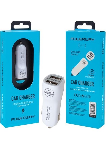 Powerway X-777 Çift Usb'li 2.1 Amper Çakmaklık Araç Şarj Cihazı modelleri