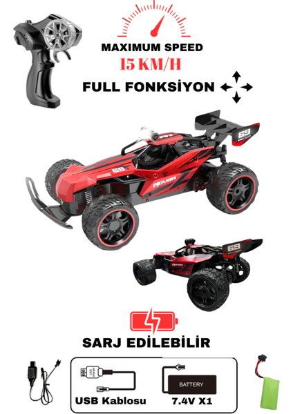 Uzaktan Kumandalı Araba Rc Hız Gösteri Işıklı Full Fonksiyon 2.4 Ghz Şarjlı 1:14 / 15 Km Hız fırsatları