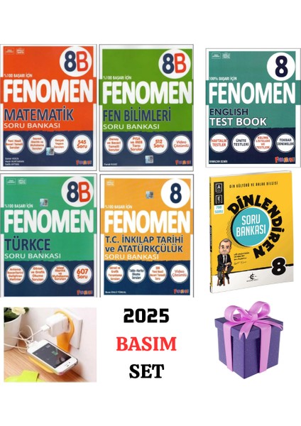Fenomen 2026 8.sınıf 5 Ders Soru Bankası + Ekertest Dinlendiren Soru Bankası Set Priz Tutucu+Hediye