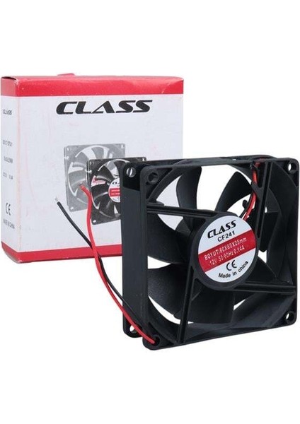Class CF-241 DC12V 80X80X25MM Aksiyel Fan - 20CM Siyah-Kırmızı Güç Kablolu fırsatları