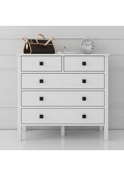 Hunerika Ancona 5 Çekmeceli Şifonyer-Wood Beyaz-Minifiks Bağlantılı fiyatları