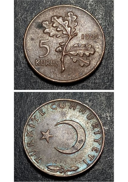Escoines 3996368AB82394006A 1969 Bronz 5kuruş Çt+ Para