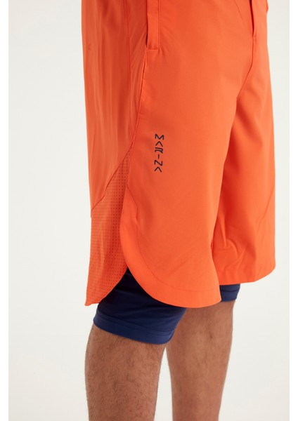 Turuncu Erkek Tesettür Yüzme Şortu - Iç Taytlı, UPF50+ Korumalı S2505-3