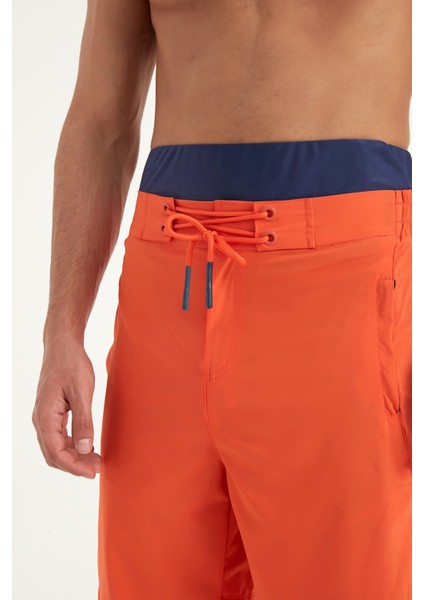 Turuncu Erkek Tesettür Yüzme Şortu - Iç Taytlı, UPF50+ Korumalı S2505-3