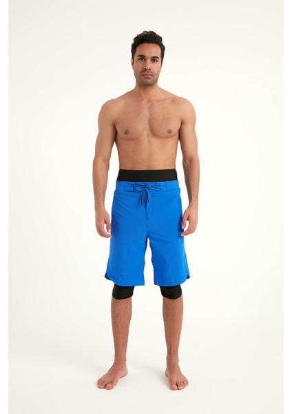 Saks Mavi Erkek Tesettür Yüzme Şortu - Iç Taytlı, UPF50+ Korumalı S2505-2 indirimleri
