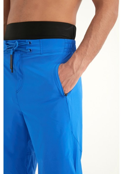 Saks Mavi Erkek Tesettür Yüzme Şortu - Iç Taytlı, UPF50+ Korumalı S2505-2