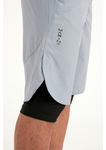 Gri Erkek Tesettür Yüzme Şortu - Iç Taytlı, UPF50+ Korumalı S2505-1