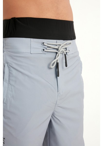 Gri Erkek Tesettür Yüzme Şortu - Iç Taytlı, UPF50+ Korumalı S2505-1