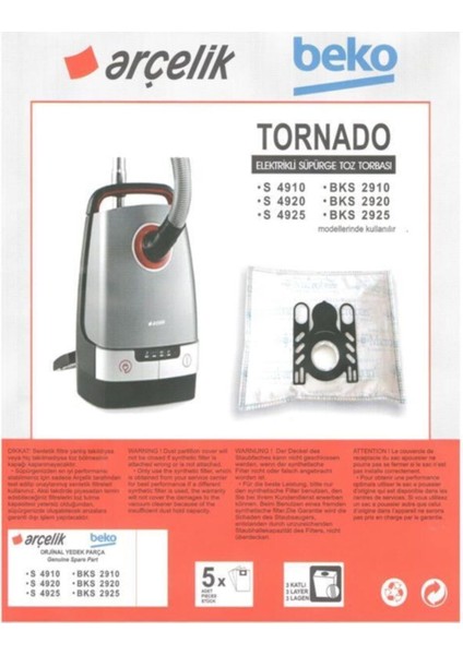 Bks 2910 Süpürge Için 5 Adet Toz Torbası, Yüksek Performans ve Dayanıklılık