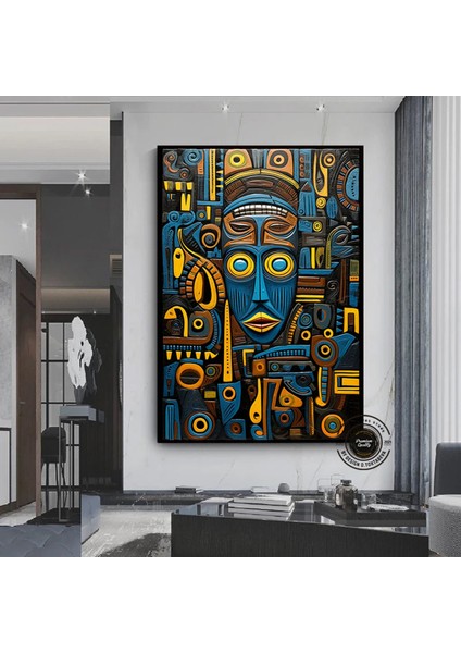 Aslan Soyut Kanvası, Siyah & Altın Aslan, Şık Duvar Dekoru