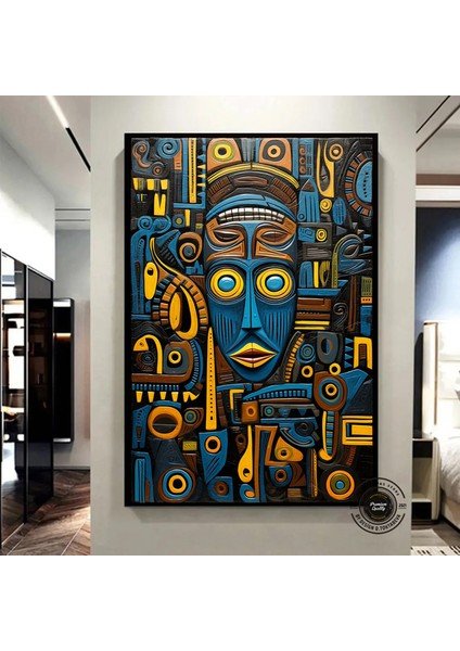 Aslan Soyut Kanvası, Siyah & Altın Aslan, Şık Duvar Dekoru