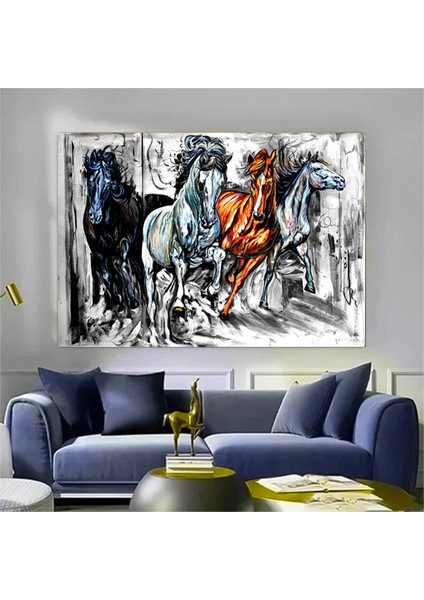 Yağlıboya Renkli Ağaç Kanvas Tablosu