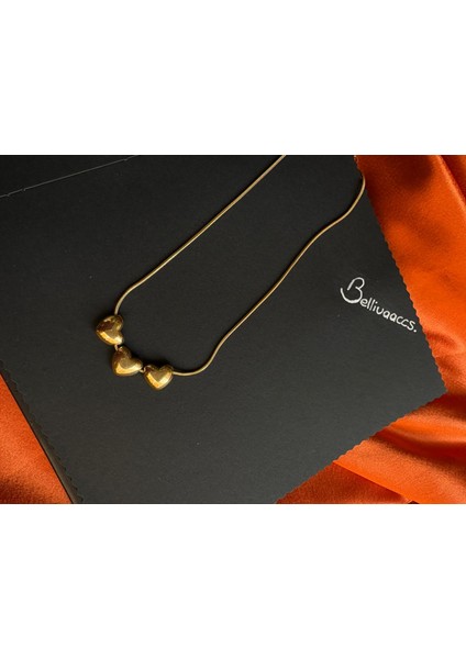 Çelik Kalp Detaylı Kolye